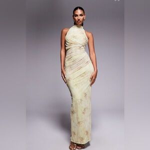 ASOS Floral Halter Wedding Dress in Pastel Green